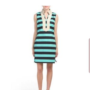 Sail To Sable Cabbage Navy Striped Shift Mini Dress